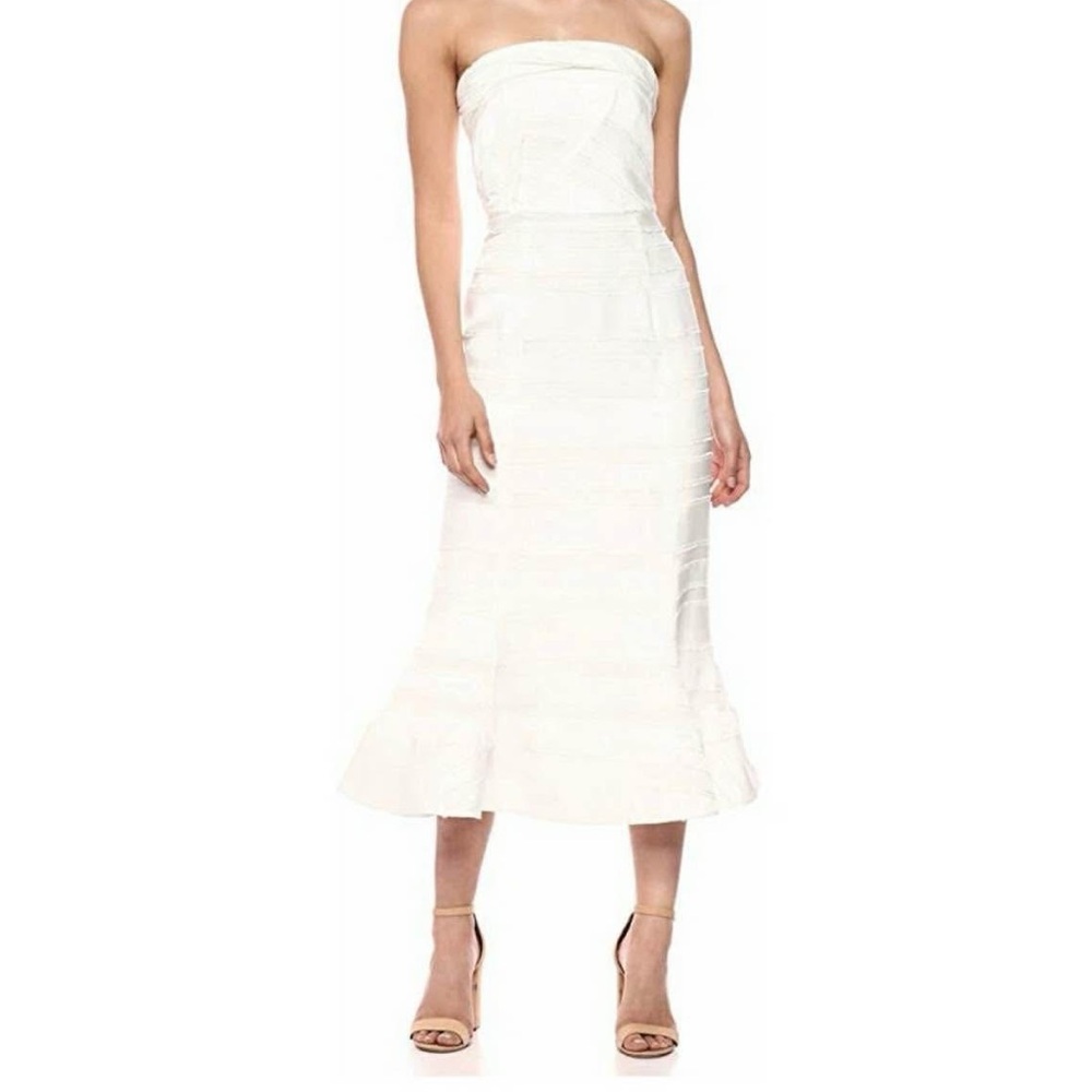 C/MEO Collective White Strapless Sheath Dress